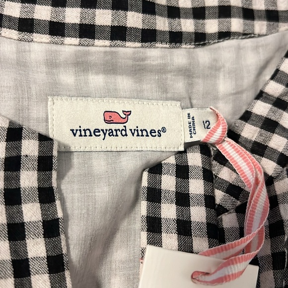 Vineyard Vines black and white check dress with tie in front. NWT Size 12 - Picture 6 of 8